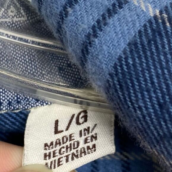 Weatherproof Mens Blue & White Plaid Flannel Shirt - Picture 7 of 7